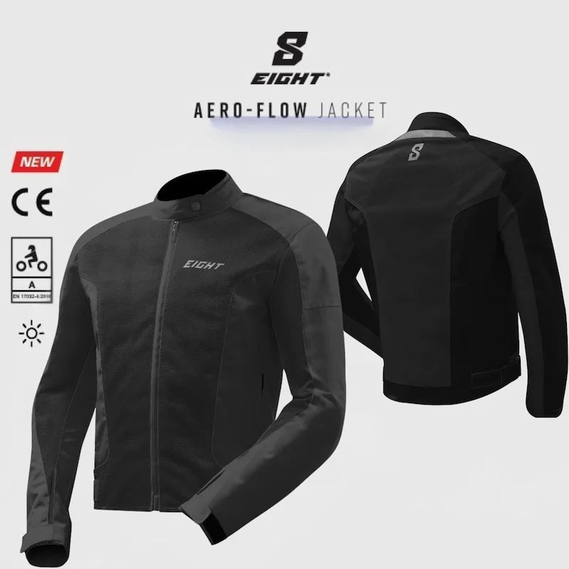 Muška ventilirana ljetna motociklistička jakna | crni aero protok