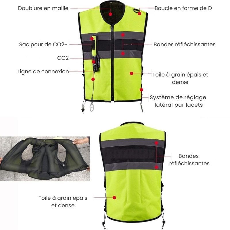 Mototsiklistichka јakna sa vazdushnim јastukom visoke vidljivosti | ts4