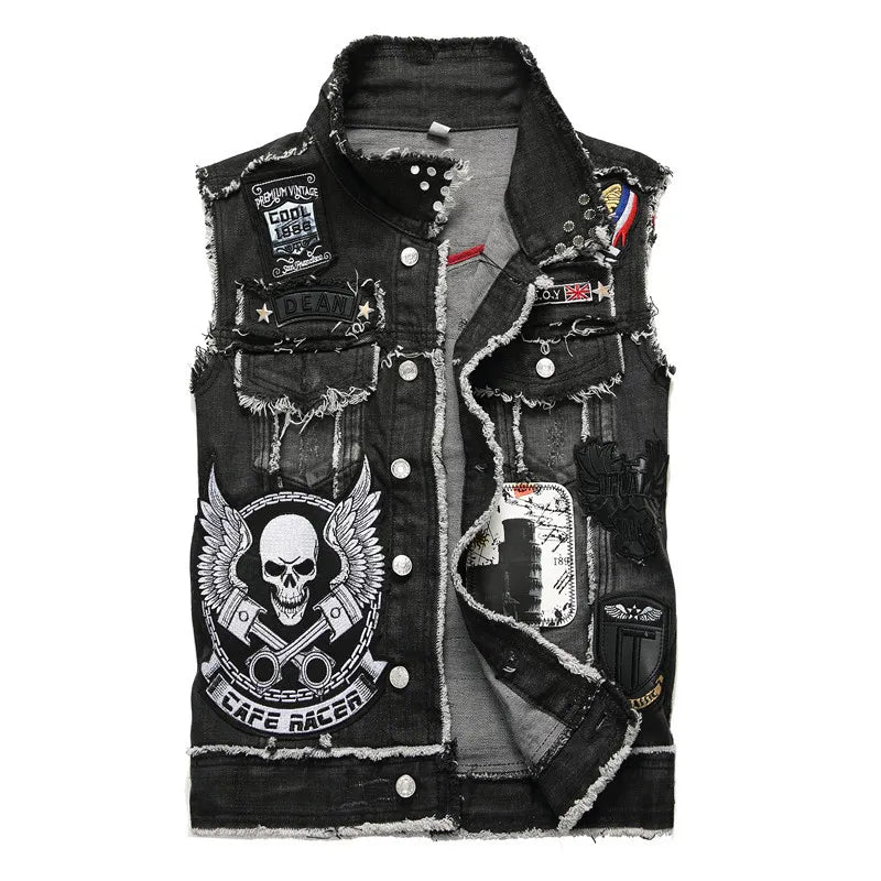 Bikerska jeans jakna bez rukava – originalna cafe racer