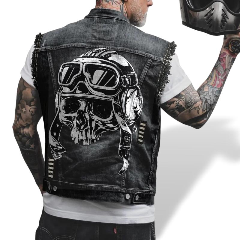 Biker traper jakna bez rukava – rebel skull edition