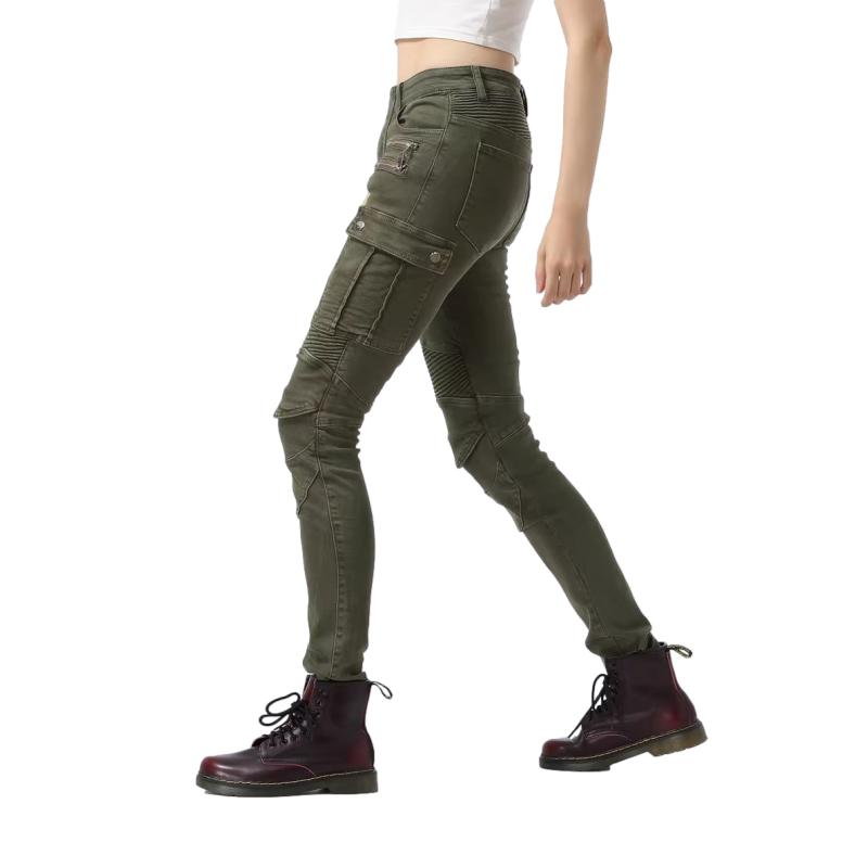 Ženske motociklističke jeans hlače - bella denim™ kaki