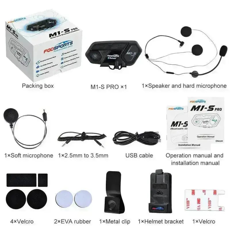M1-S Pro Bluetooth interkom za motocikle – 8 vozača, dugog dometa, vodootporan
