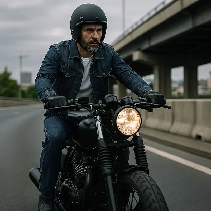 Muške rastezljive motociklističke traperice - armalith kevlar legendary – aa – prljavo plave