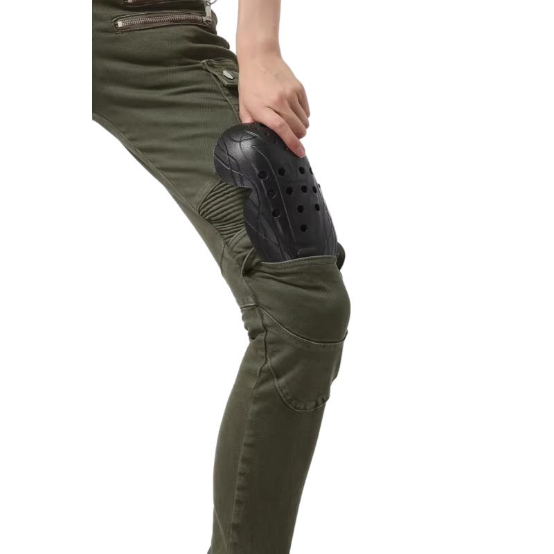 Ženske motociklističke jeans hlače - bella denim™ kaki