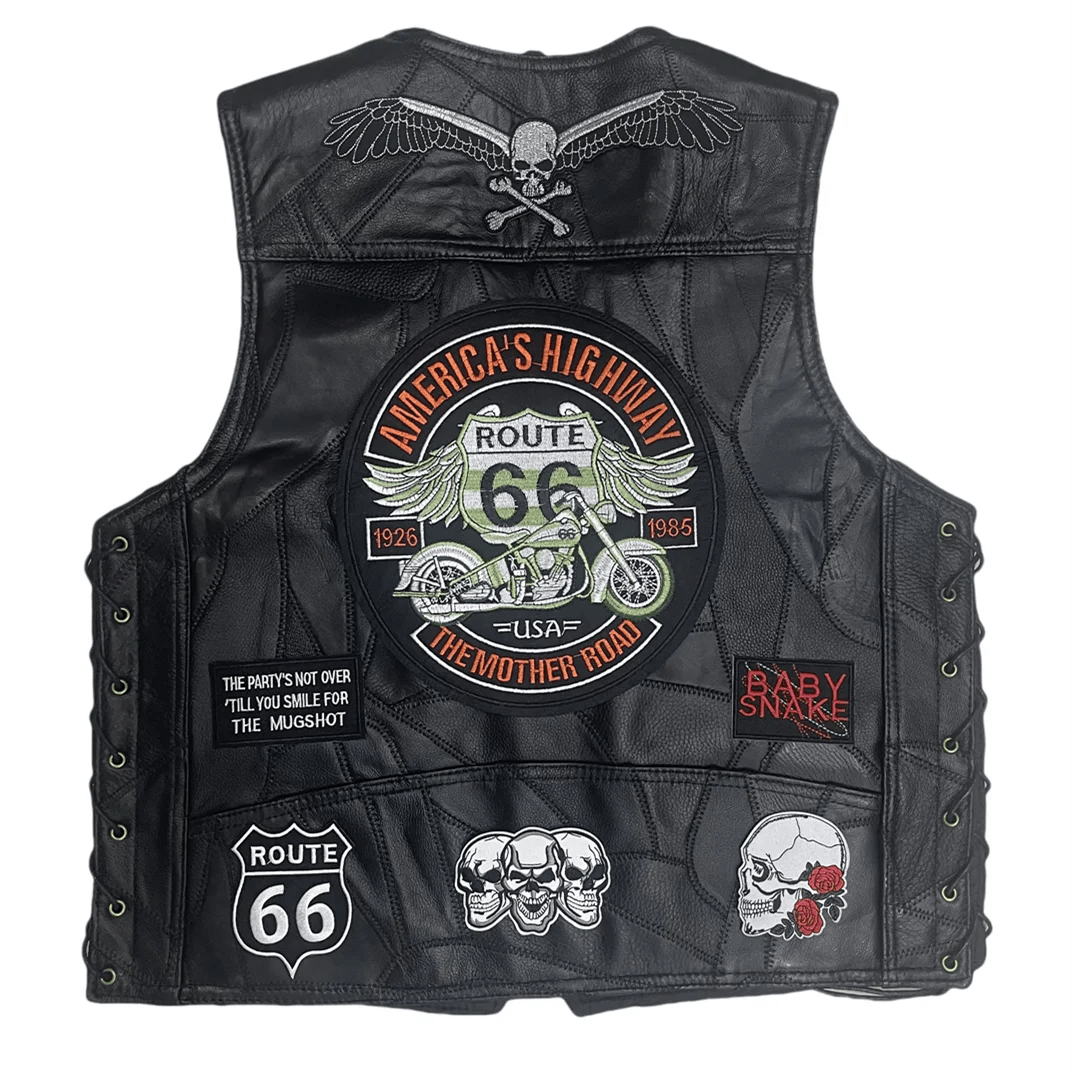 Muški biciklistički kožni prsluk – Route 66 legenda