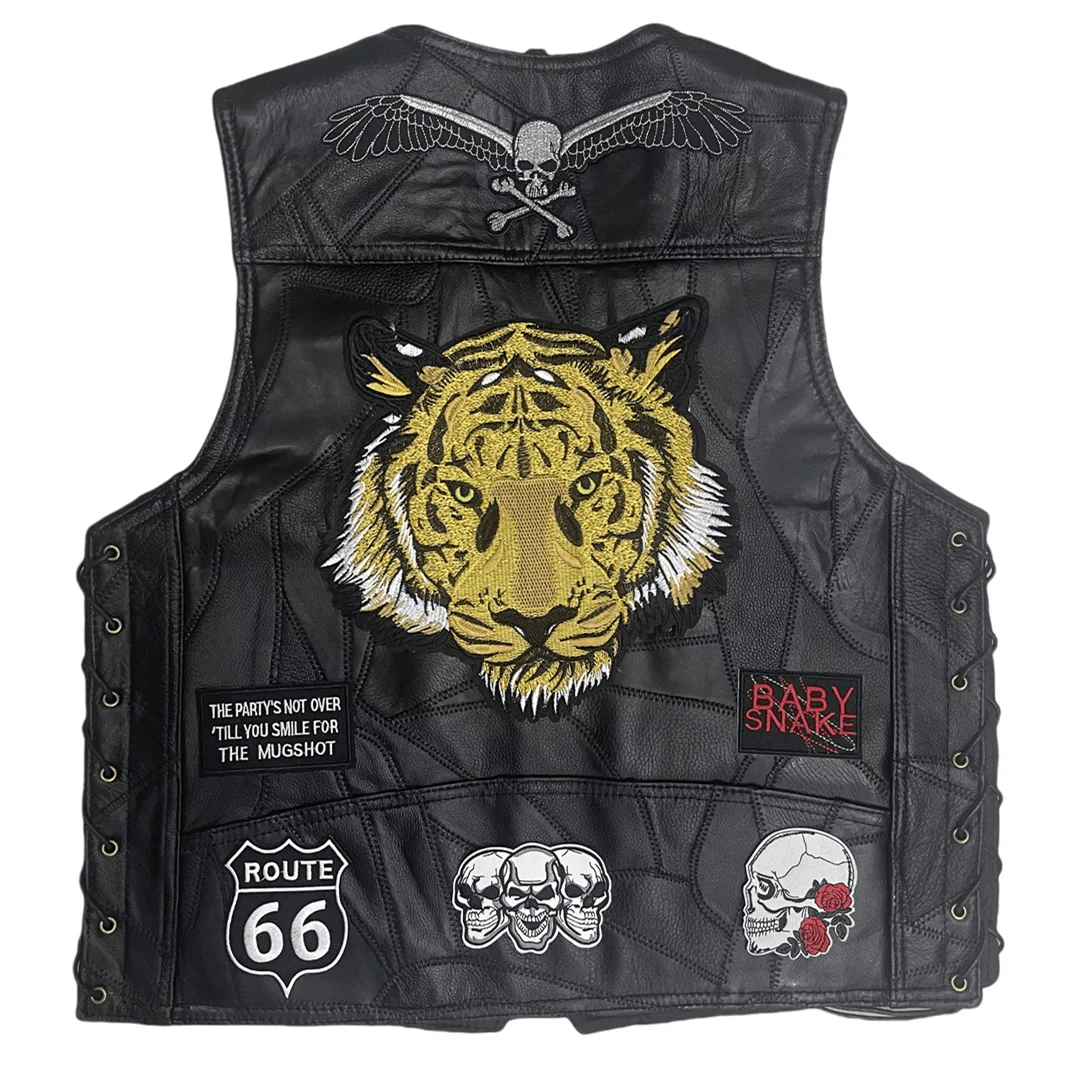 Muški kožni biciklistički prsluk – Tiger Spirit