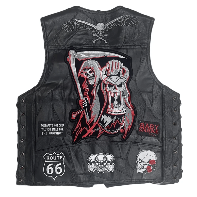 Bikerski kožni prsluk – the grim reaper