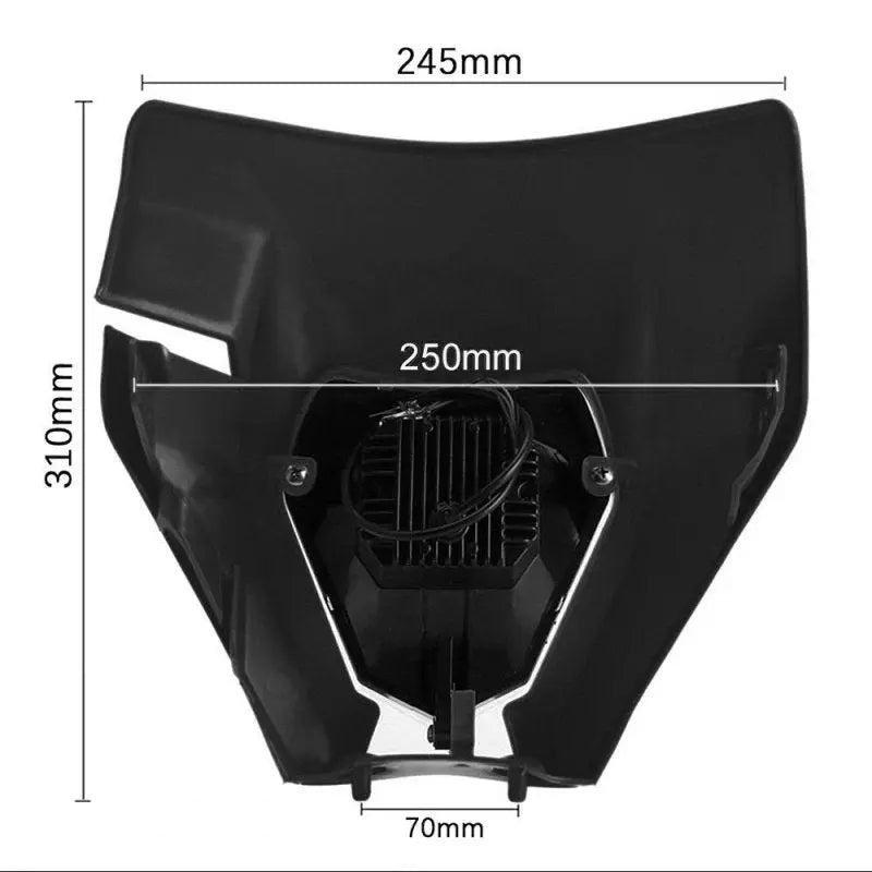 LED reflektor za motocikl + univerzalna ploča / oplata za enduro xdure gk2 crna