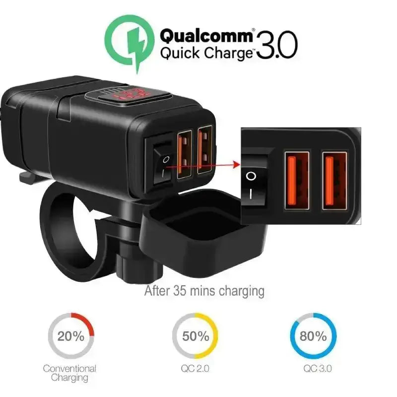 USB utichnitsa za brzo punjenje mototsikla + voltmetar