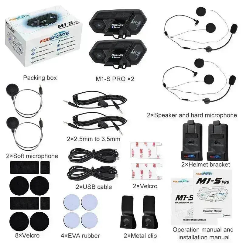M1-S Pro Bluetooth interkom za motocikle – 8 vozača, dugog dometa, vodootporan