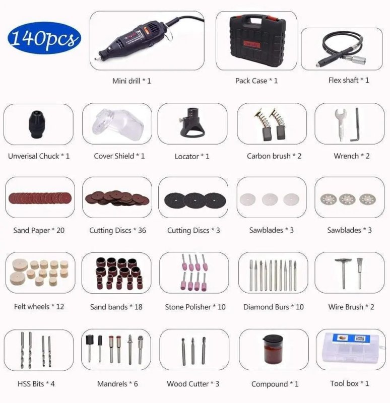 Mini elektrichna bushilitsa + 180 alata