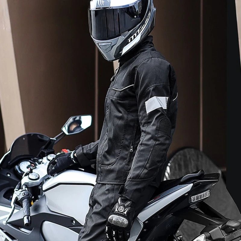 Crna ljetna motociklistička jakna | odobreno + štitnik za leđa