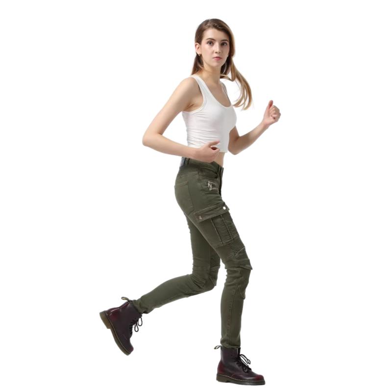 Ženske motociklističke jeans hlače - bella denim™ kaki