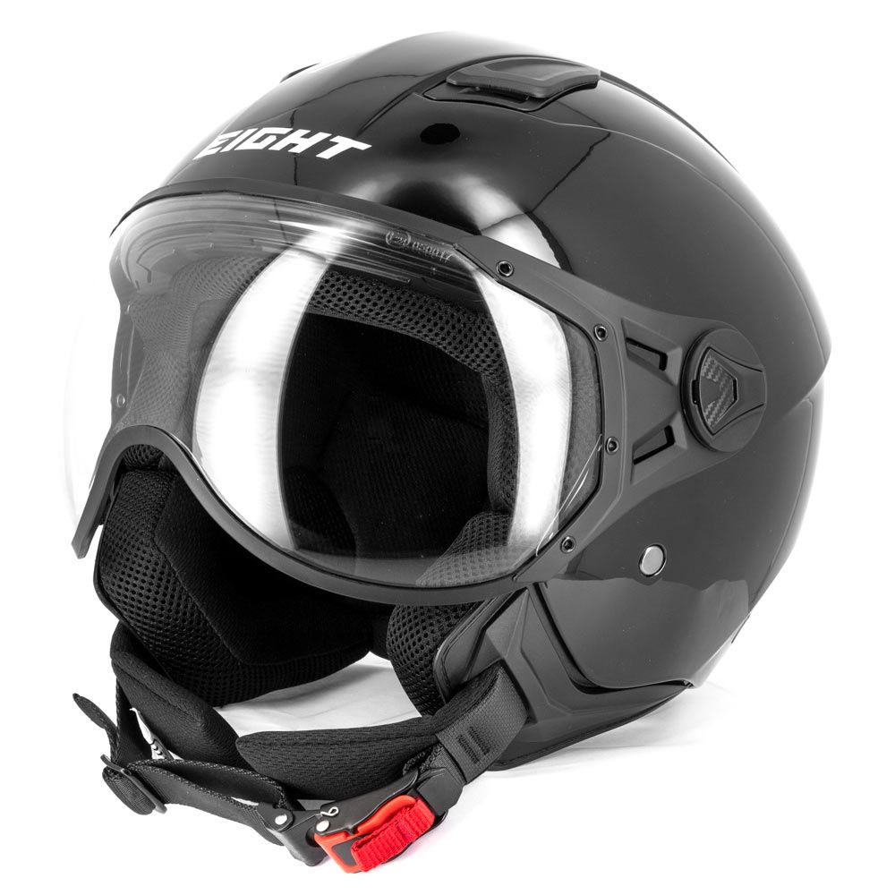Aviator jet motociklistička kaciga – osam sjajno crna