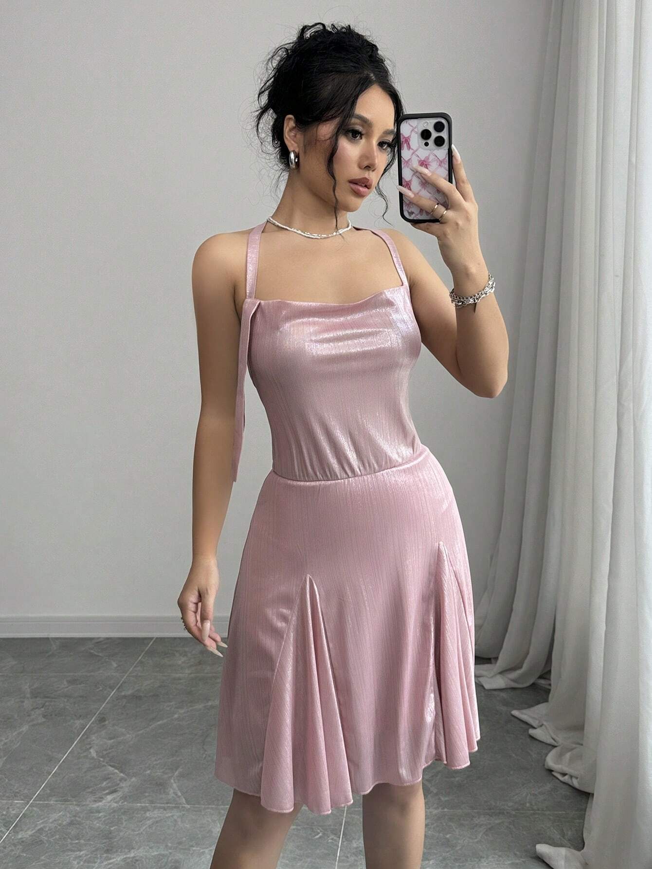 Rochie corset scurtă în roz vechi cu bustieră metalică sexy, rochie corset scurtă în roz vechi pentru o întâlnire