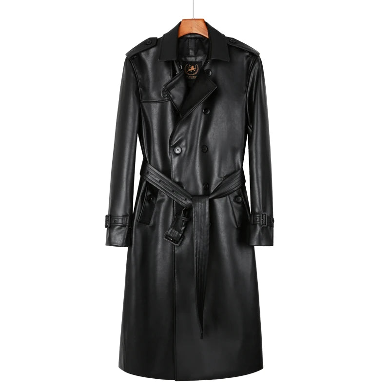 Meeste nahast trench coat Old Money stiilis