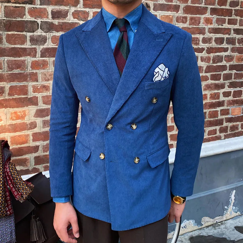 Kongeblå blazer i old money-stil til mænd