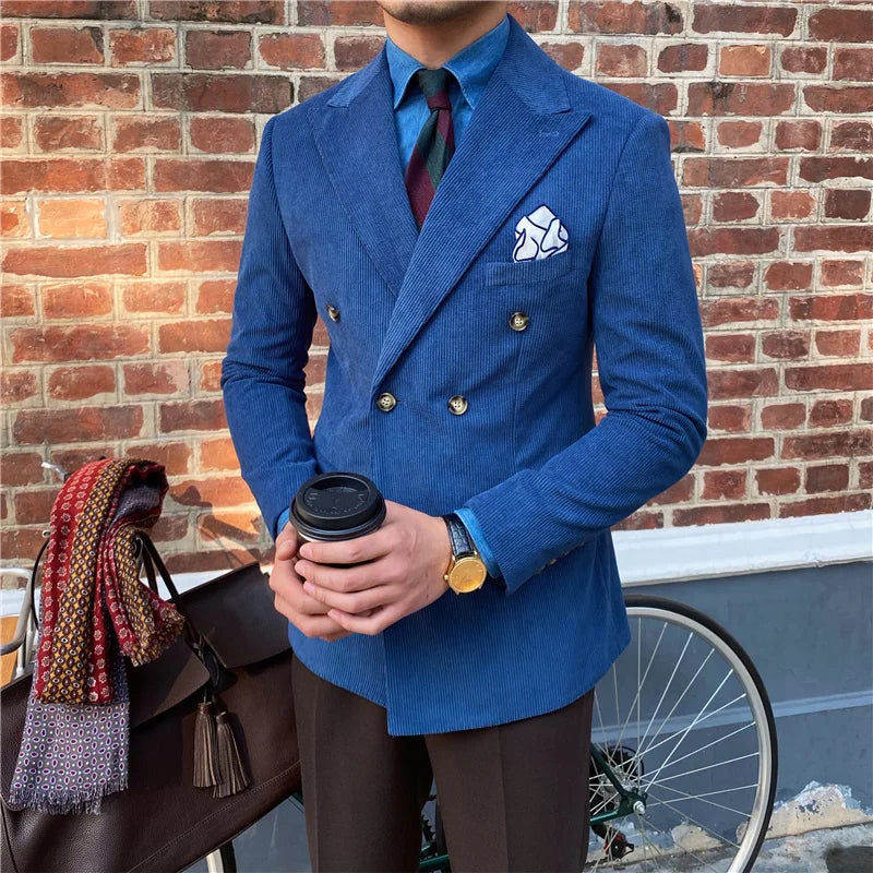 Kongeblå blazer i old money-stil til mænd