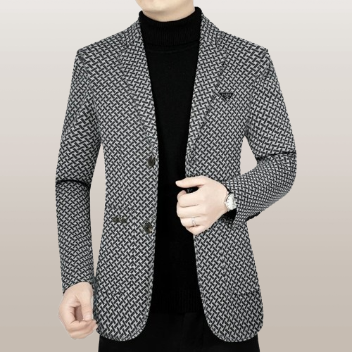 Blazer i houndstooth-stil med Old money