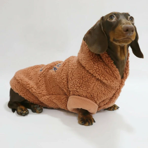 Hanorac cu glugă din fleece pentru câini dachshund