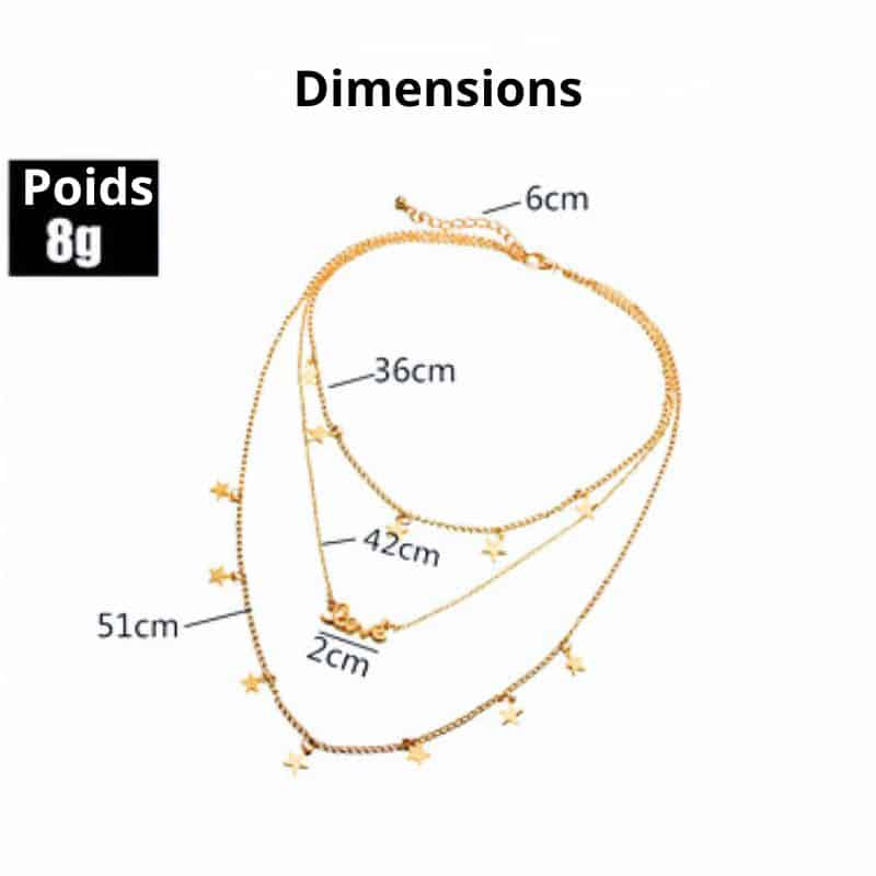 Ефектно многоредно колие със звезди и висулка за любов
