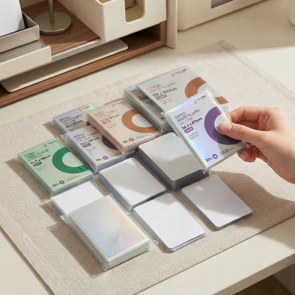 Pakke med 50 gennemsigtige holografiske 3-tommers lommer til K-pop-photocards