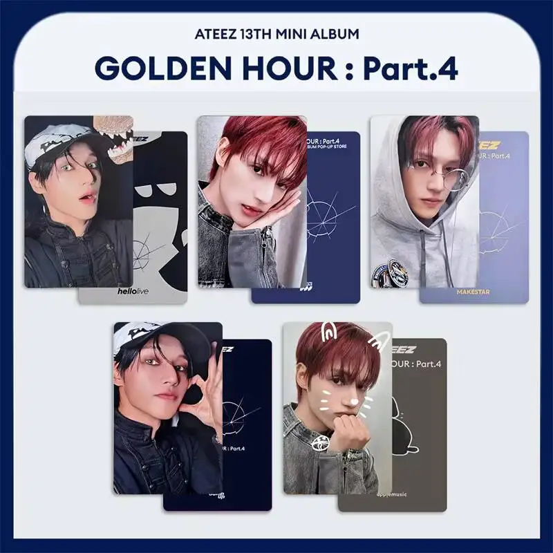 Sæt med 5 fotokort ATEEZ GOLDEN HOUR Part.4 – San, Mingi, Wooyoung