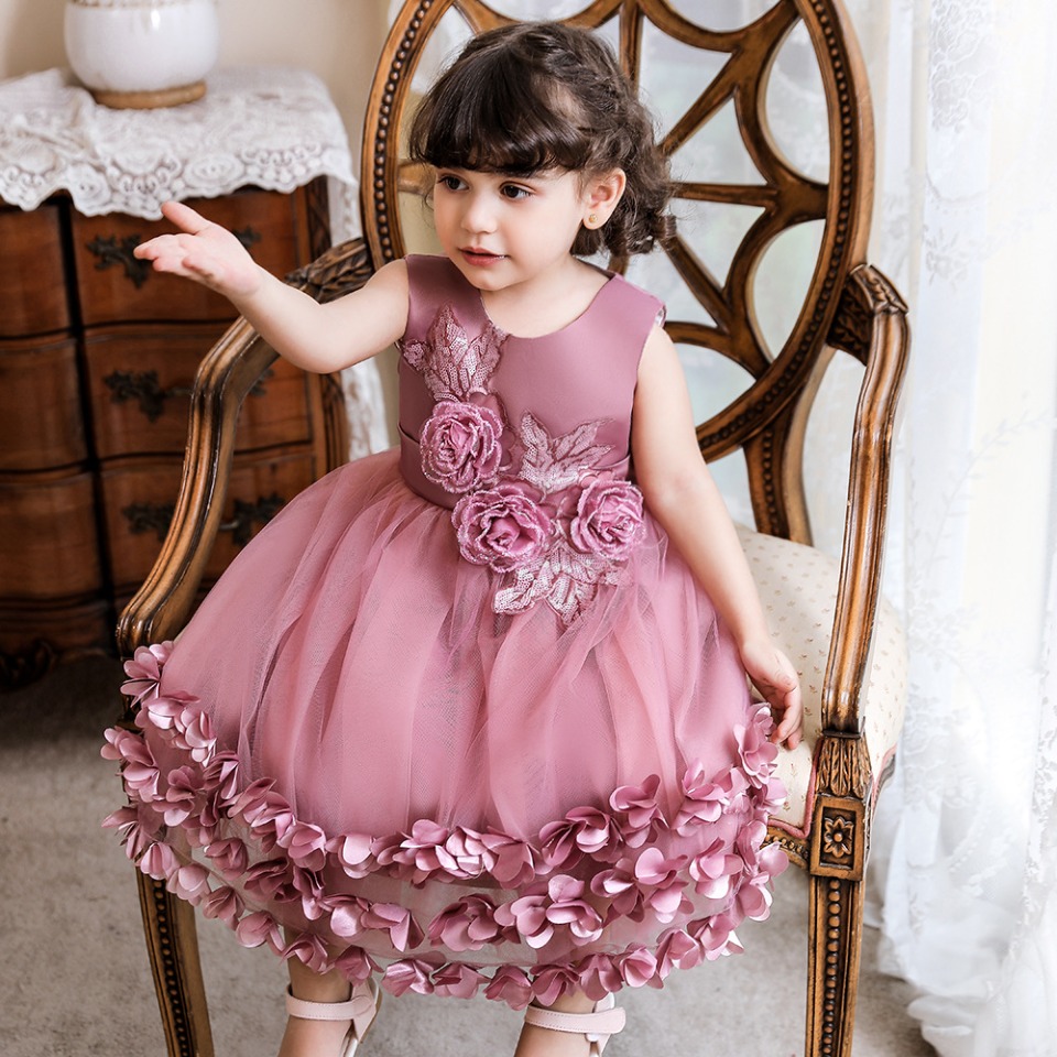 Prinzessin-Kleid für Mädchen und Baby Rosa mit Blumenmuster