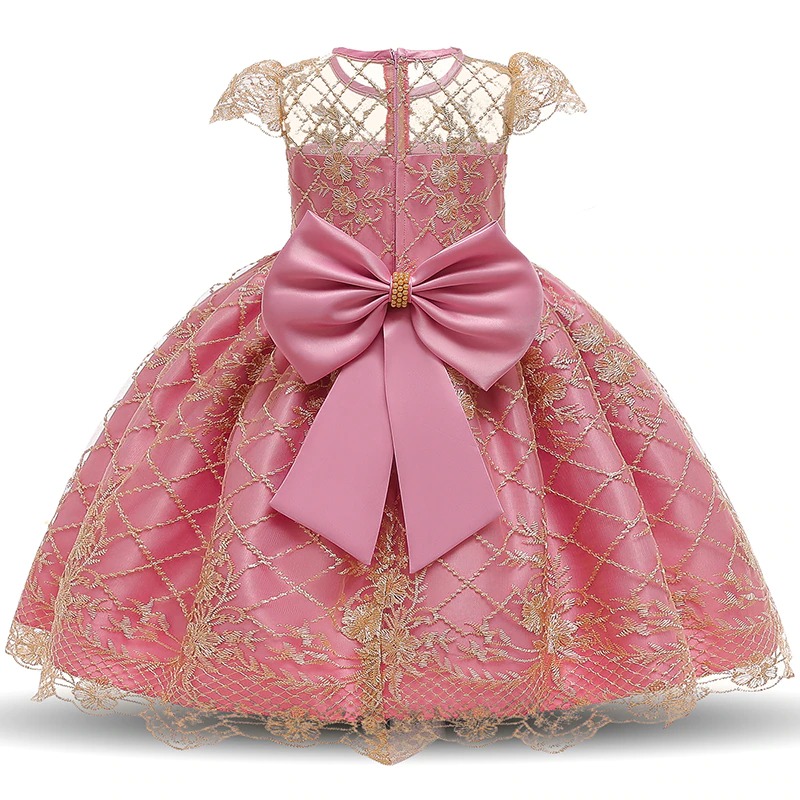 Prinzessin-Kleid Rosa Spitze Gold