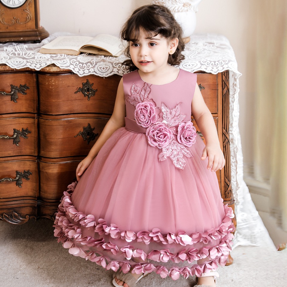 Prinzessin-Kleid für Mädchen und Baby Rosa mit Blumenmuster