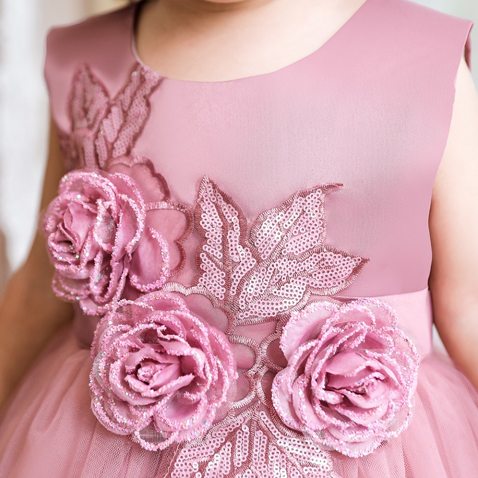 Prinzessin-Kleid für Mädchen und Baby Rosa mit Blumenmuster