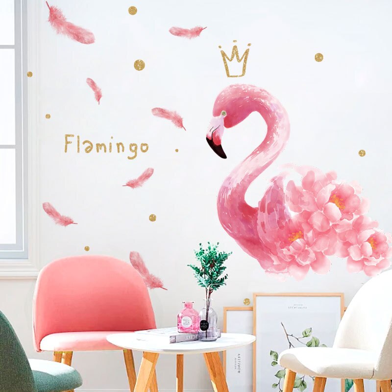 Rosa flamingo väggklistermärken