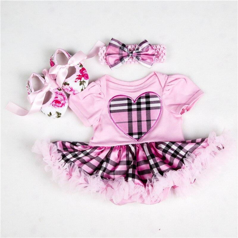 Baby-Prinzessin-Kleid Rosa mit Streifen