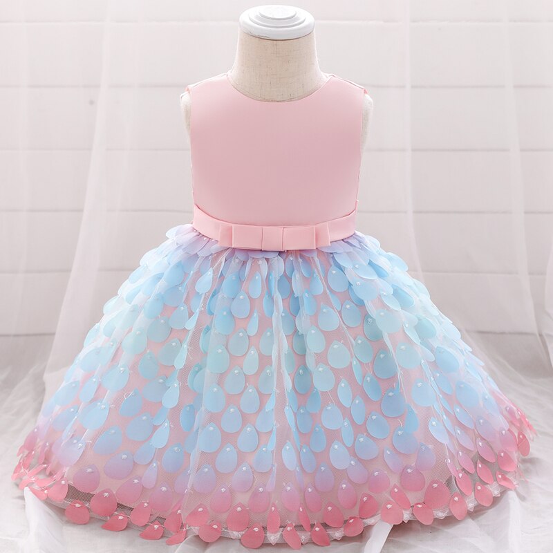 Baby-Kleid Blau und Rosa