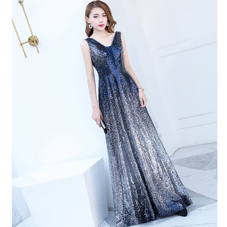 Prinzessin Ballkleid mit Pailletten Blau