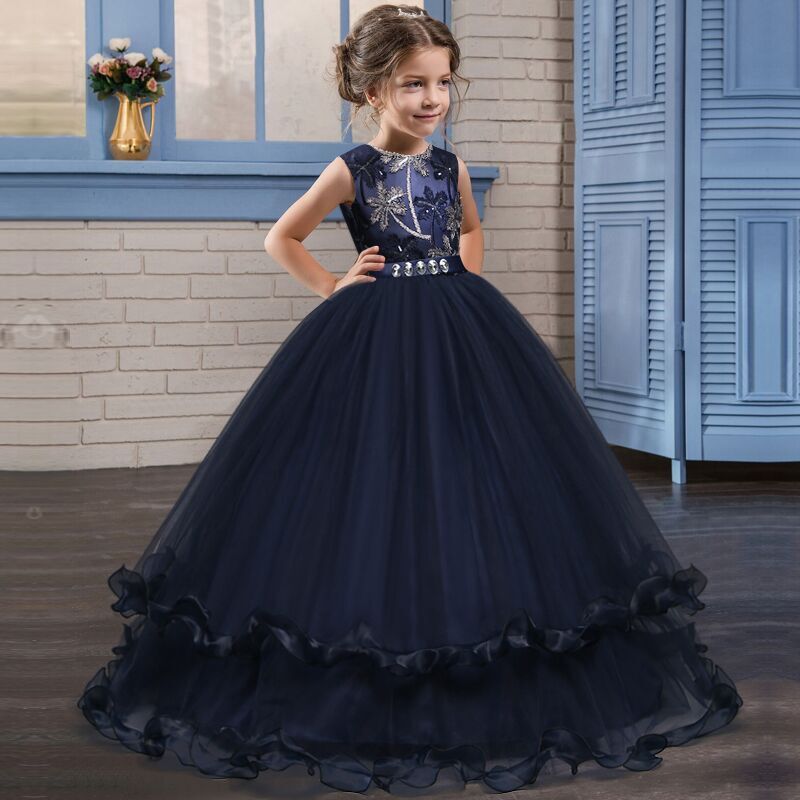 Prinzessin-Kleid Lang Marineblau