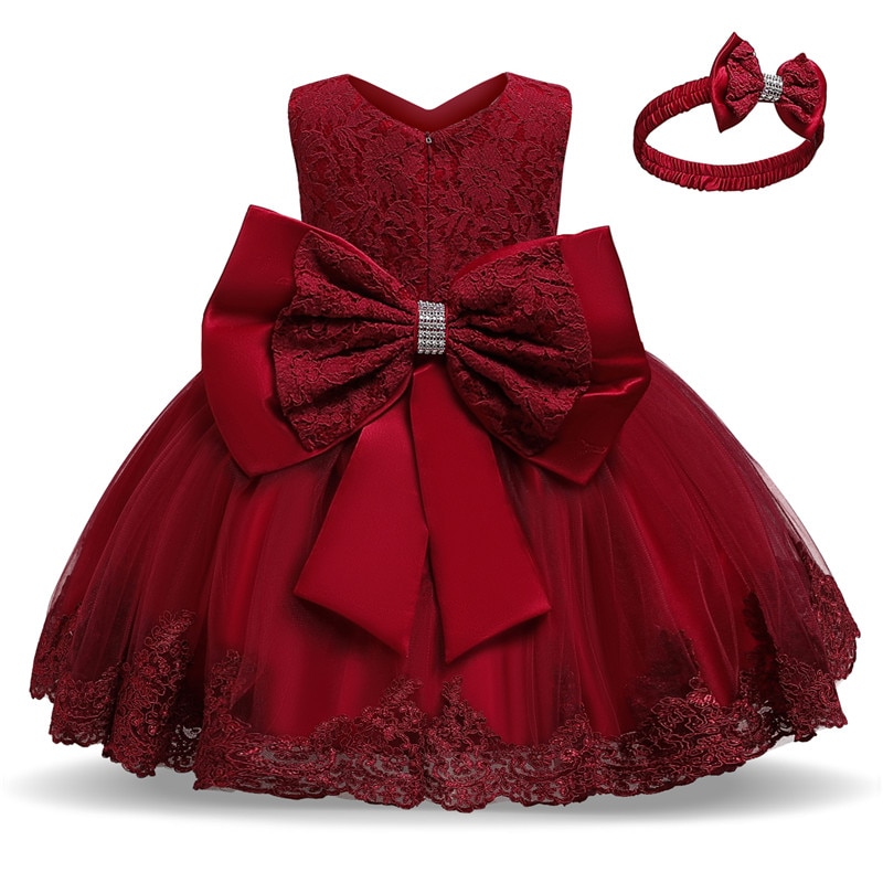 Baby-Kleid Prinzessin Schleife Rot