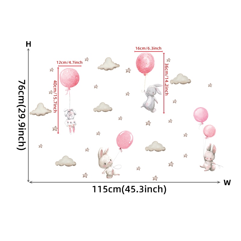 Naklejki do sypialni z latającymi królikami