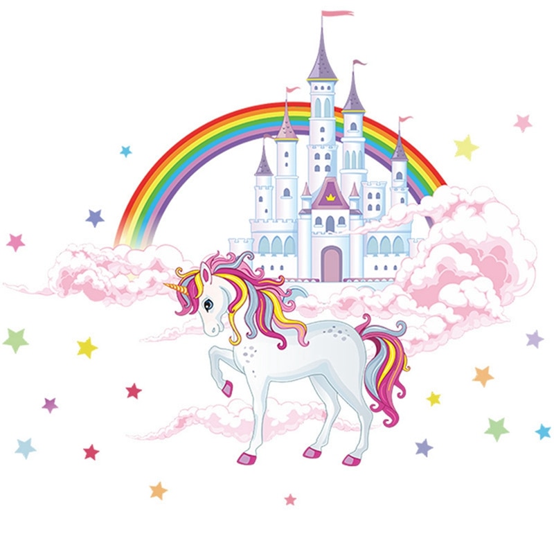 Sticker Prinzessin Einhorn Regenbogen