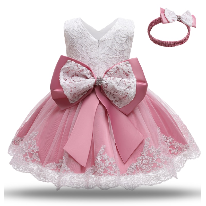 Baby-Zeremonienkleid Rosa und Weiß