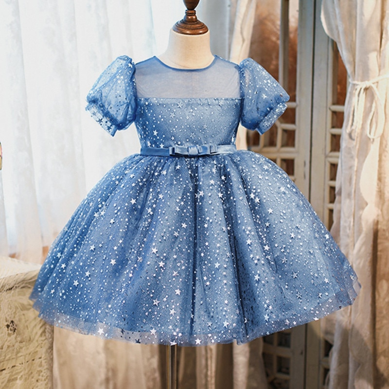 Kleid Prinzessin Baby Blau mit Sternchen