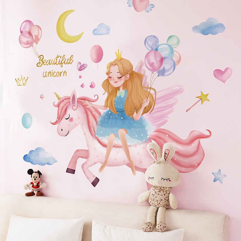 Sticker Einhorn mit Prinzessin