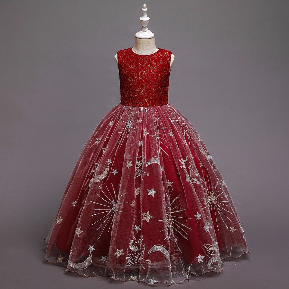 Kleid Rot Prinzessin Spitze Sterne