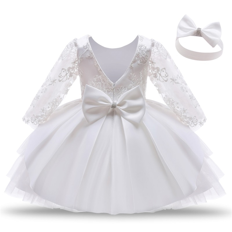 Weißes Baby Taufkleid mit Spitze