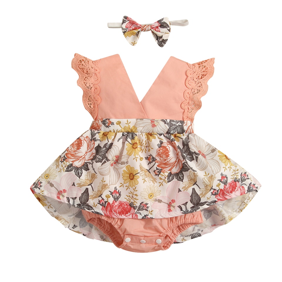 Strampler-Kleid, Baby, Prinzessin, mit Blumenmuster