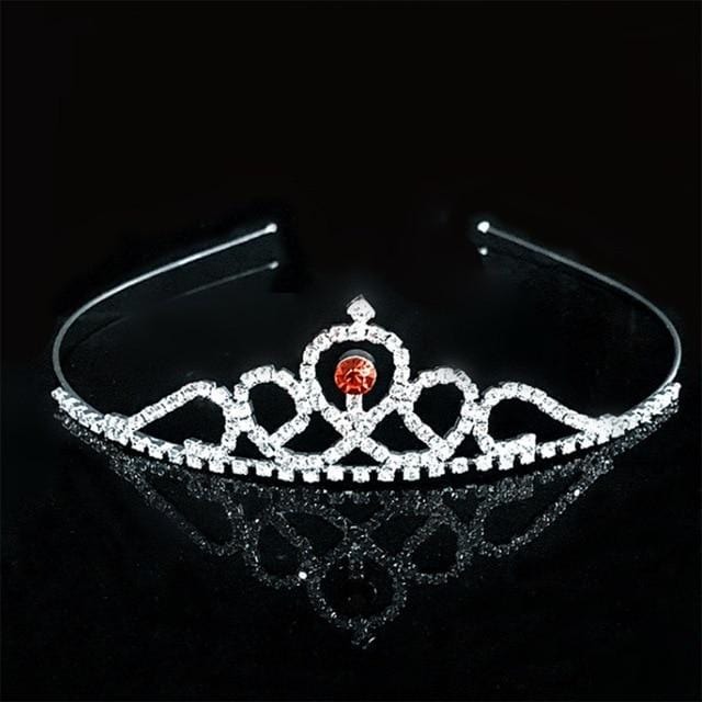 Strass-Diadem mit rotem Stein