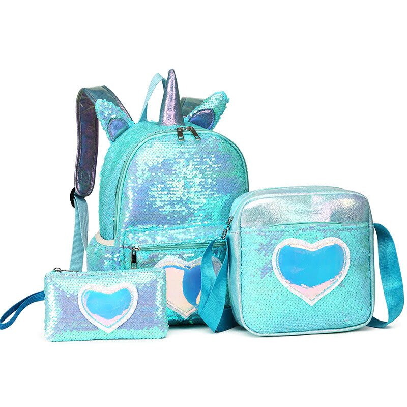 Set Rucksack Einhorn Glitzer