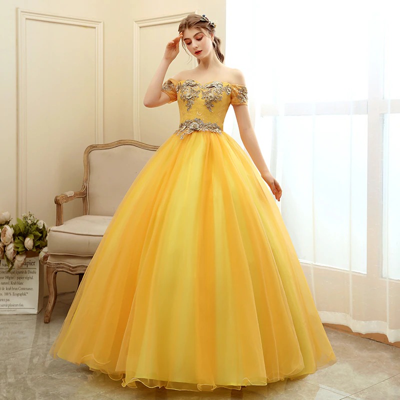 Prinzessin Ballkleid für Frauen Gold