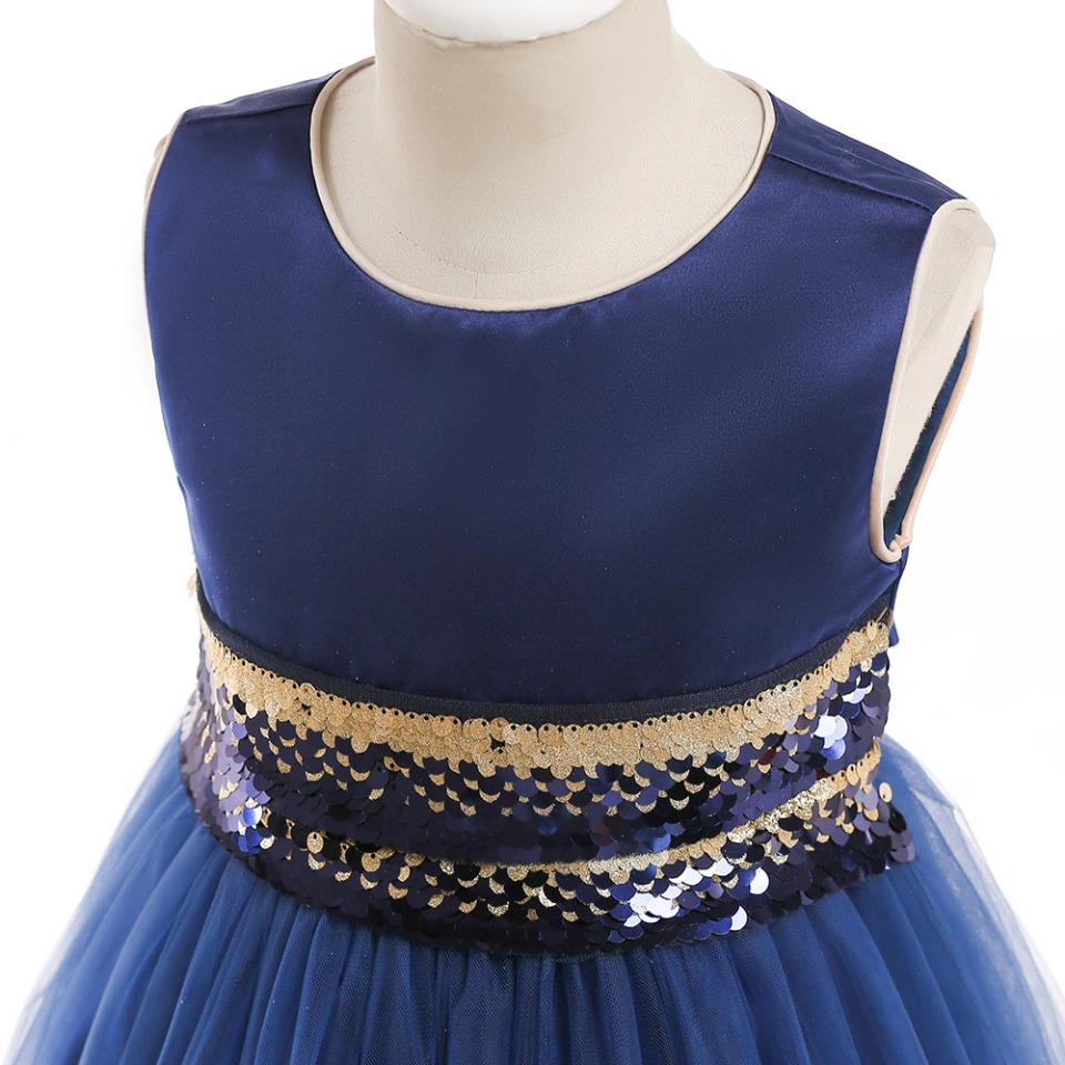 Prinzessin-Kleid für Mädchen Blau-Gold