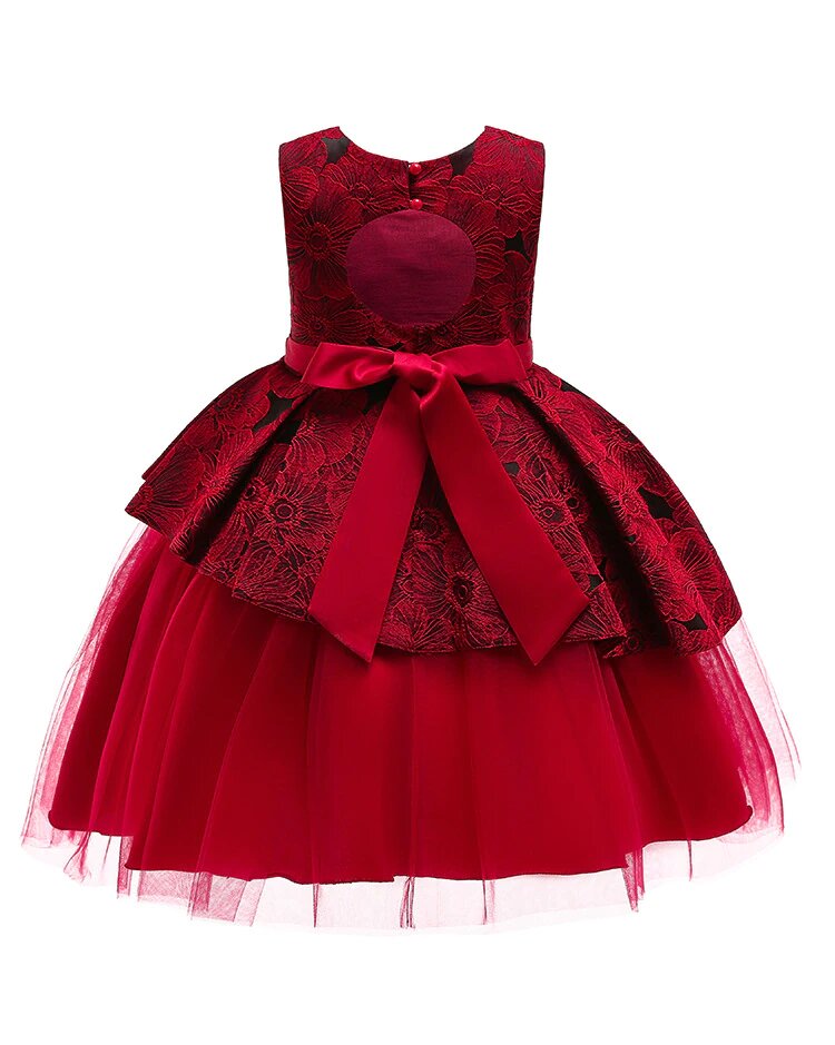 Kleid Prinzessin mit Blumen Scharlachrot